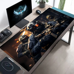 Large Mouse Pad Tactical Soldier Design Non-Slip XXL Desk Pad Gaming Accessories Stitched Edges for Home and Game for FPS Gamer