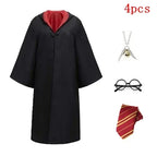 Harri Potters Adult&Children Cosplay Costume Gryffindors Shirt Gown Cloak Tie Scarf Wand Slytherin Skirt Halloween Hermione Gift
