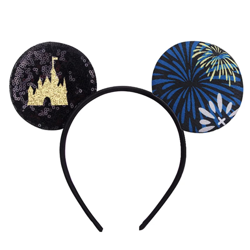 2026 Festival Party Cosplay Mouse Ears Headband 3.3" Ears Glitter Hairband For Boys Girls DIY Cartoon Hair Accessories