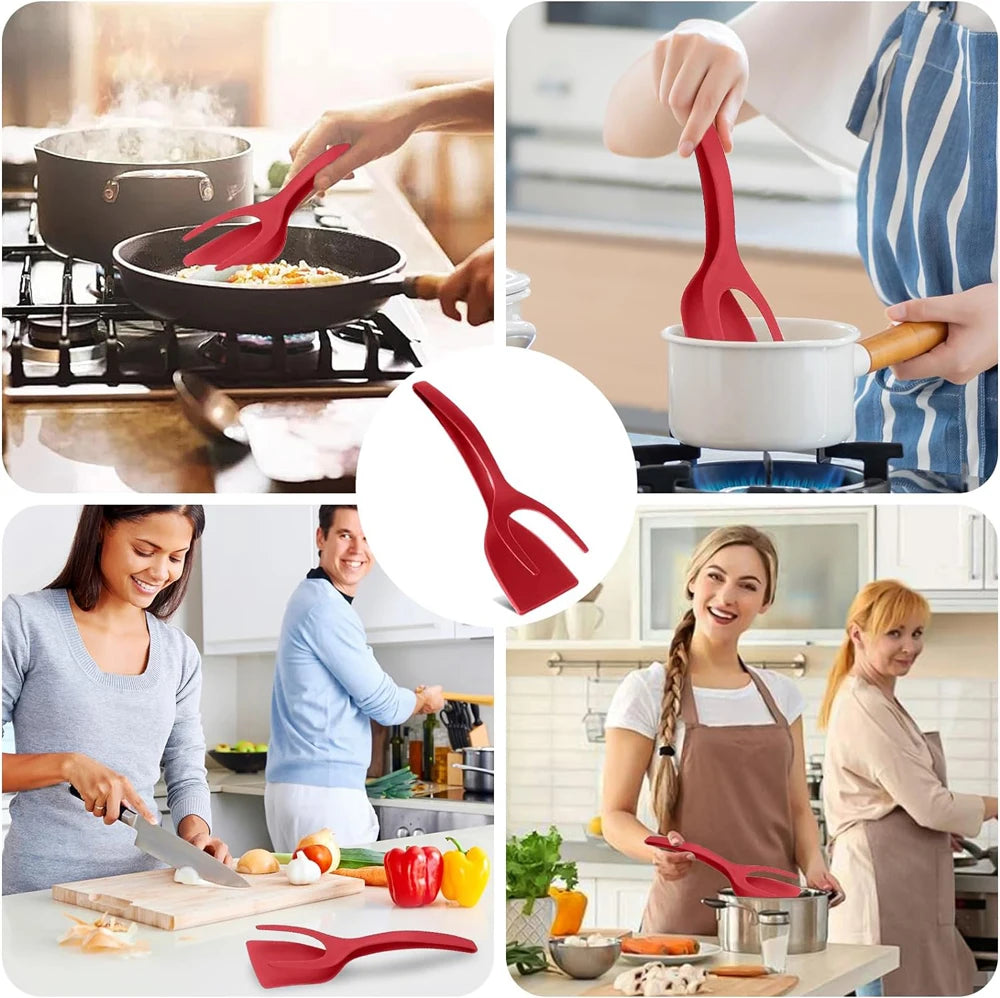 2-in-1 Grip Flip Spatula Clamp – Non-Stick Kitchen Turner Tool
