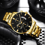 Fashionable and Handsome Men's Stainless Steel Watch Luxury Calendar Quartz Watch Men's Business Watch Men's Clock