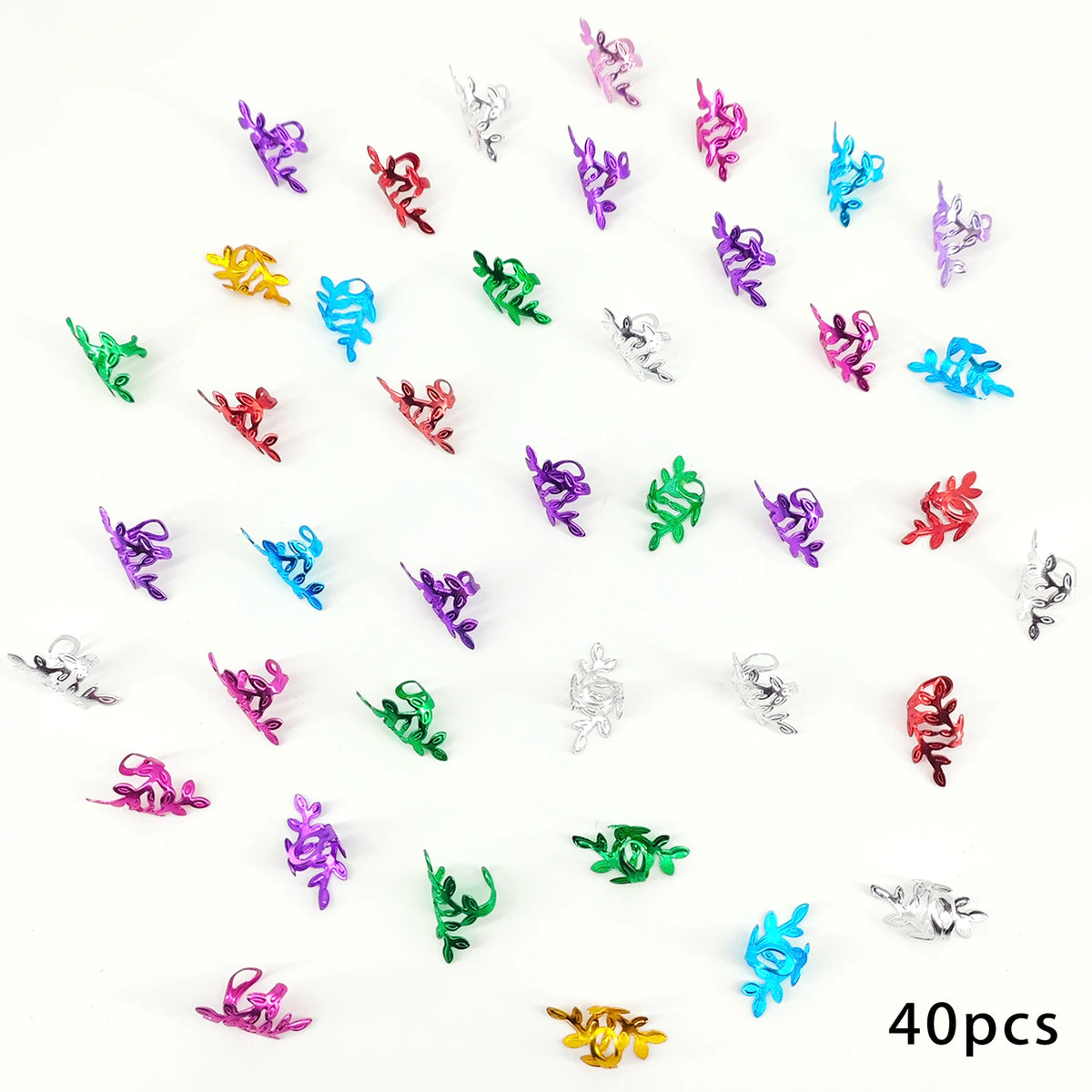40Pcs Vine Leaf Shaped Alloy Hair Braid Ring Vintage Hair Pin For Dreadlock Women Girls summer Hair Accessories Loc Hair Jewelry