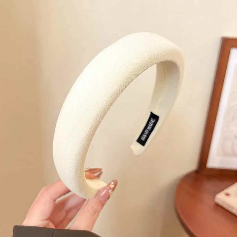 Solid Color Sponge Wide Headband for Women