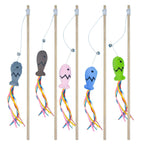 Natural Wooden Cat Teaser Wand for Interactive Indoor Cat Play