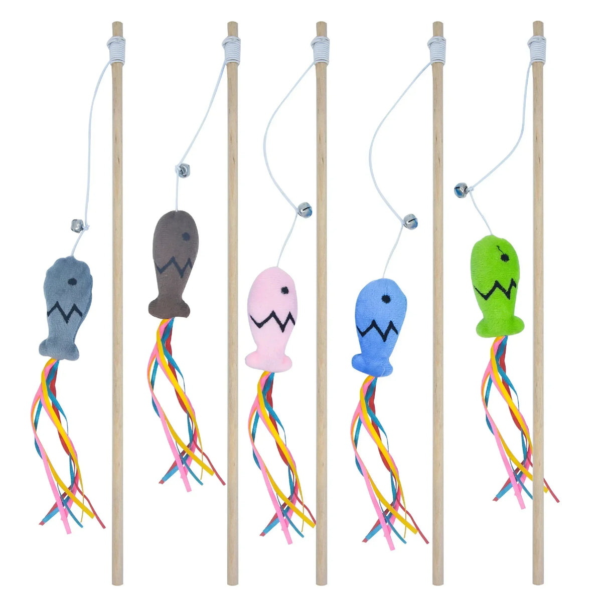 Natural Wooden Cat Teaser Wand for Interactive Indoor Cat Play