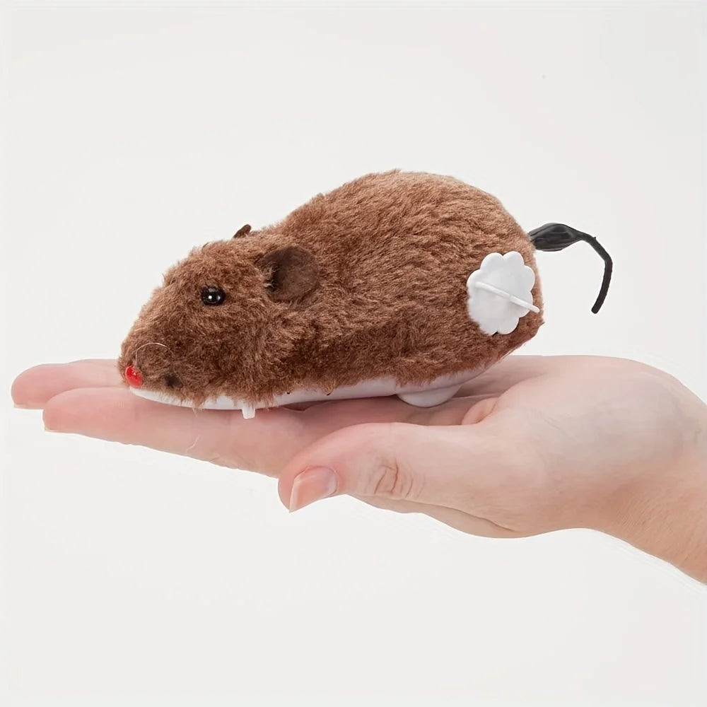 Wind-Up Plush Mouse Interactive Pet Toy for Cats and Dogs Play