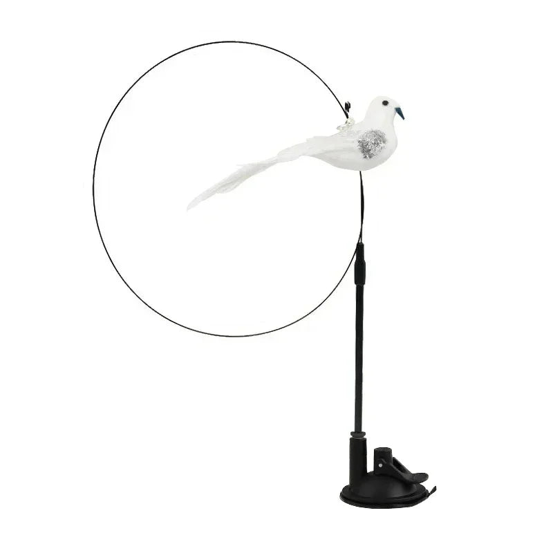 Peacock Bird Cat Teaser Wand for Interactive Hunting and Play