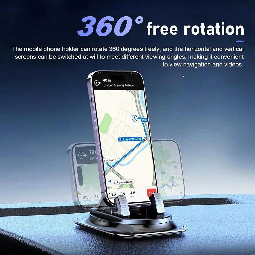 Universal Dashboard Cell Phone Bracket, Non-Slip Silicone Phone Holder with Flexible 360° Rotation for Safe Head-Up Navigation
