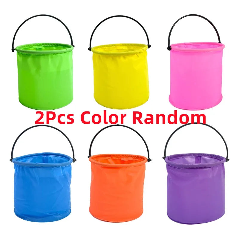 2PCS Collapsible Beach Sand Bucket Outdoor Play Set