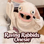 Raving Rabbids Cosplay Onesie Anime Peripheral Flannel Jumpsuit Adult Kids Halloween Carnival Costume Homewear Sleepwear Gift