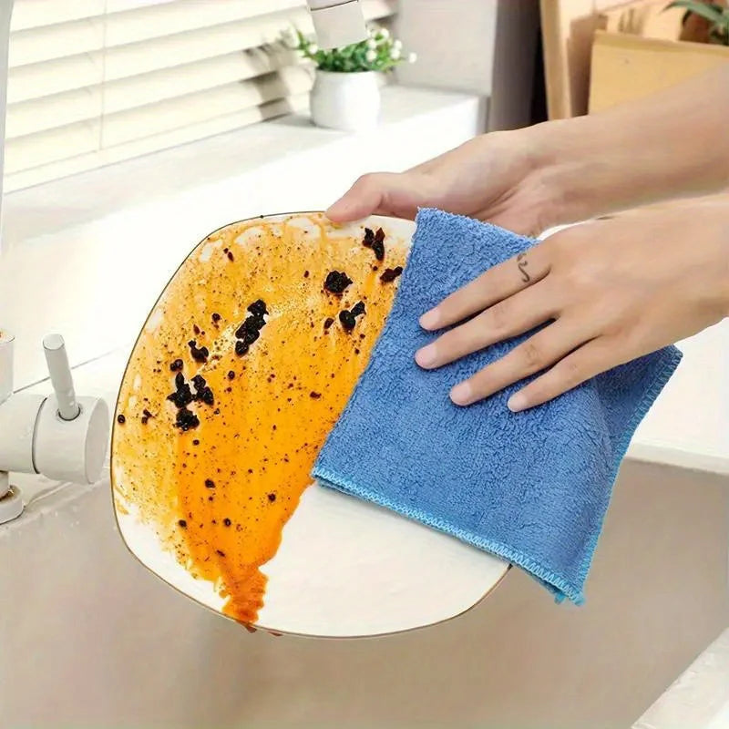 3/10pcs Microfiber Cleaning Cloth, Dishwashing Cloth Household Rag Kitchen Bathroom Cleaning Towel Durable Absorbent Towel
