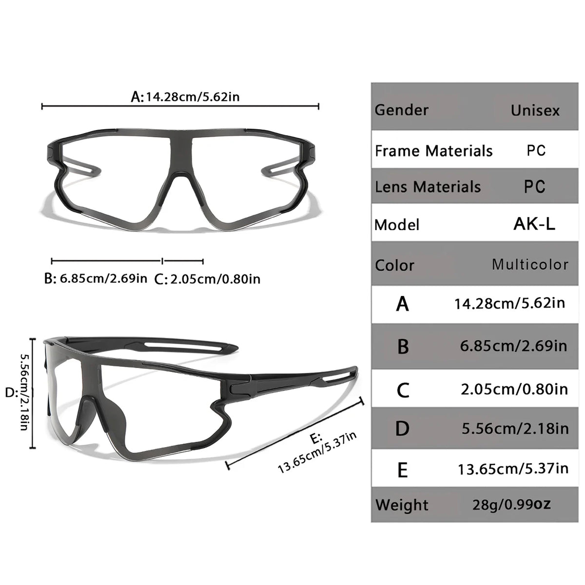 Photochromic UV400 Motorcycle Sports Sunglasses for Men & Women