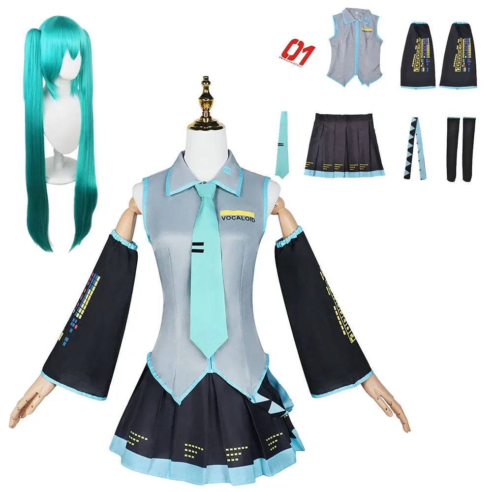 Hatsune Miku Cosplay Costume – Anime Skirt Set with Accessories