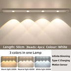 White/Black LED Cabinet Light USB Rechargeable Motion Sensor LED Light for Kitchen Wardrobe Cabinet Lighting 20CM/30CM/40CM/50CM