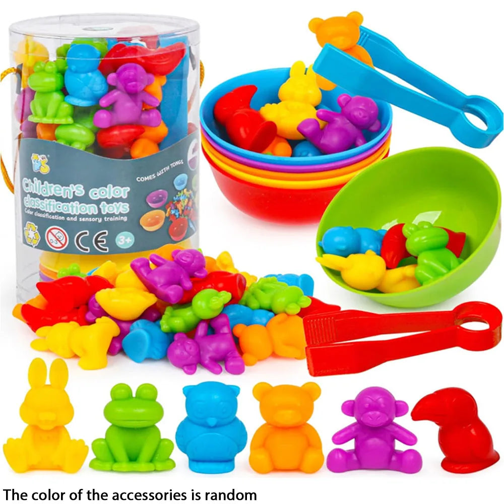 Counting Animal Sorting Game with Color Bowls for Preschool Kids