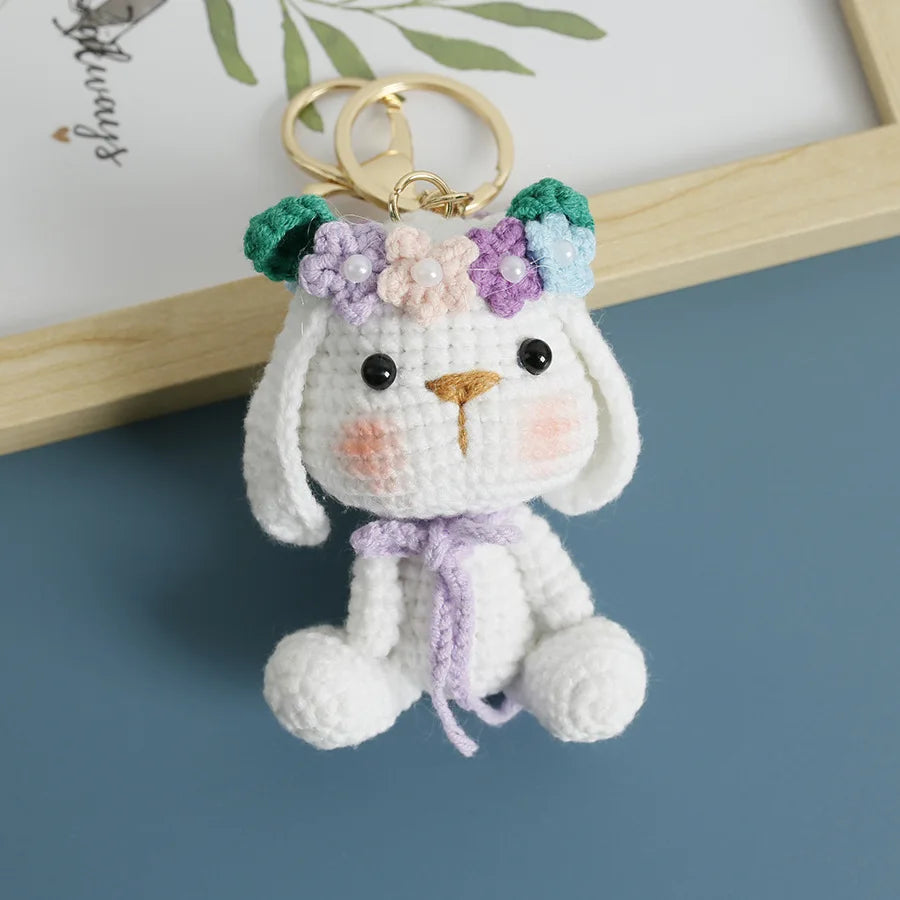 Cute Rabbit Crochet Keychain Handmade Bunny Bag Charm