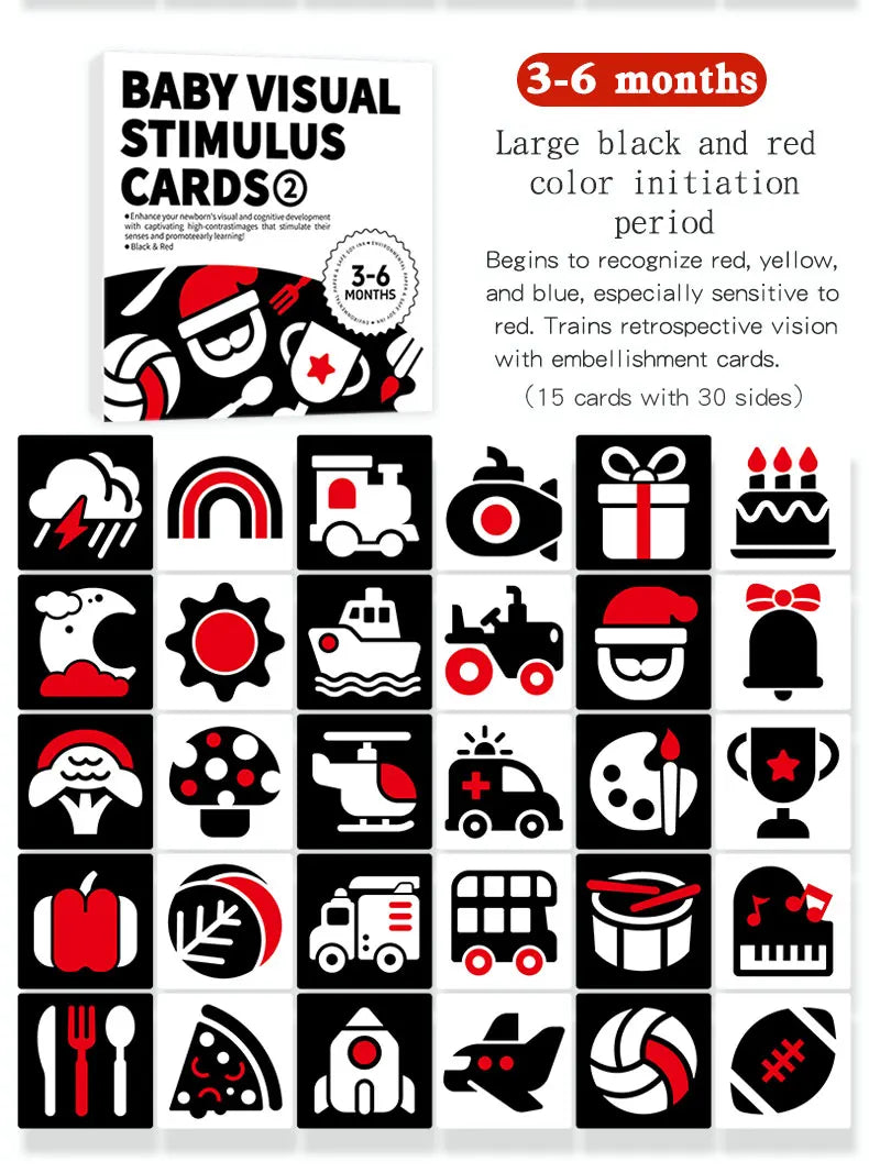 Baby Visual Stimulation Montessori High Contrast Flash Cards