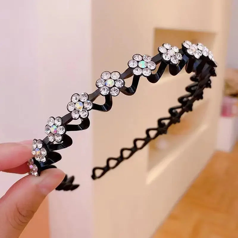 Non-Slip Rhinestone Wave Headband for Women