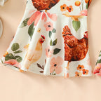 Citgeett Summer Easter Kids Baby Girls Romper Cute Sleeveless Flower Print Flare Leg Jumpsuit Overalls Clothes