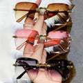 3PCS Rimless Square UV400 Sunglasses Set for Men & Women