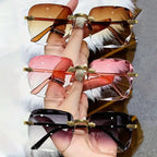 3PCS Rimless Square UV400 Sunglasses Set for Men & Women