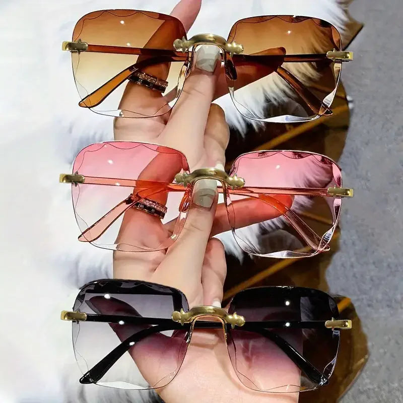 3PCS Rimless Square UV400 Sunglasses Set for Men & Women