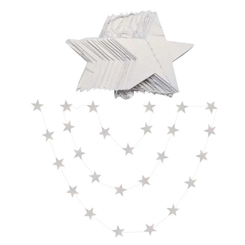 4M Star Garland 7cm 10cm Paper Stars Streamer Glitter Bunting for Birthday Party Decoration Kids Room Decor Baby Shower Supplies