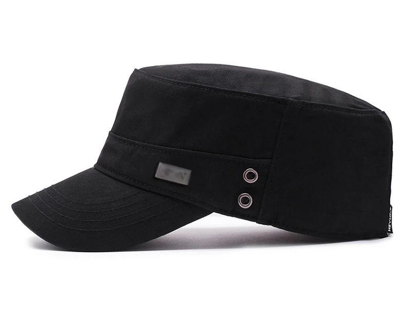 Four Seasons Flat Top Hat Men'S Simple Cotton Peaked Hat Fashion Baseball Cap Casual Cap, Commuter Sunshade Hat