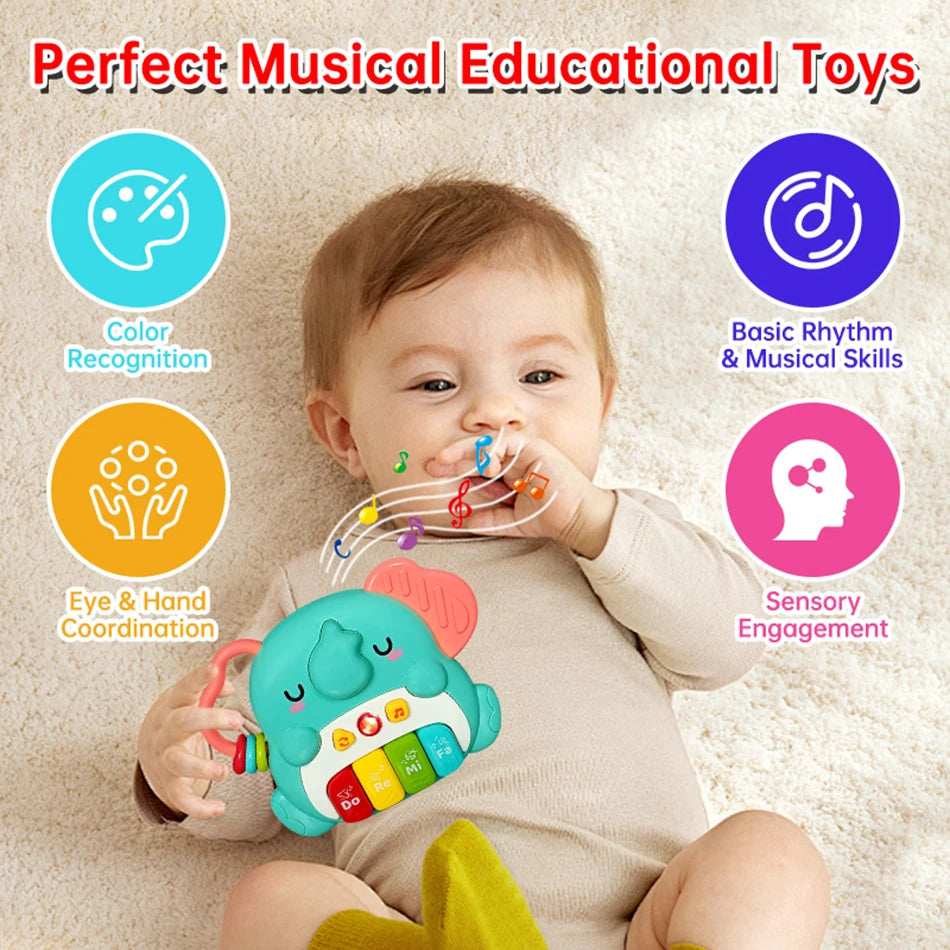 Kids Cartoon Piano Keyboard with Animal Sounds & Flashing Lights