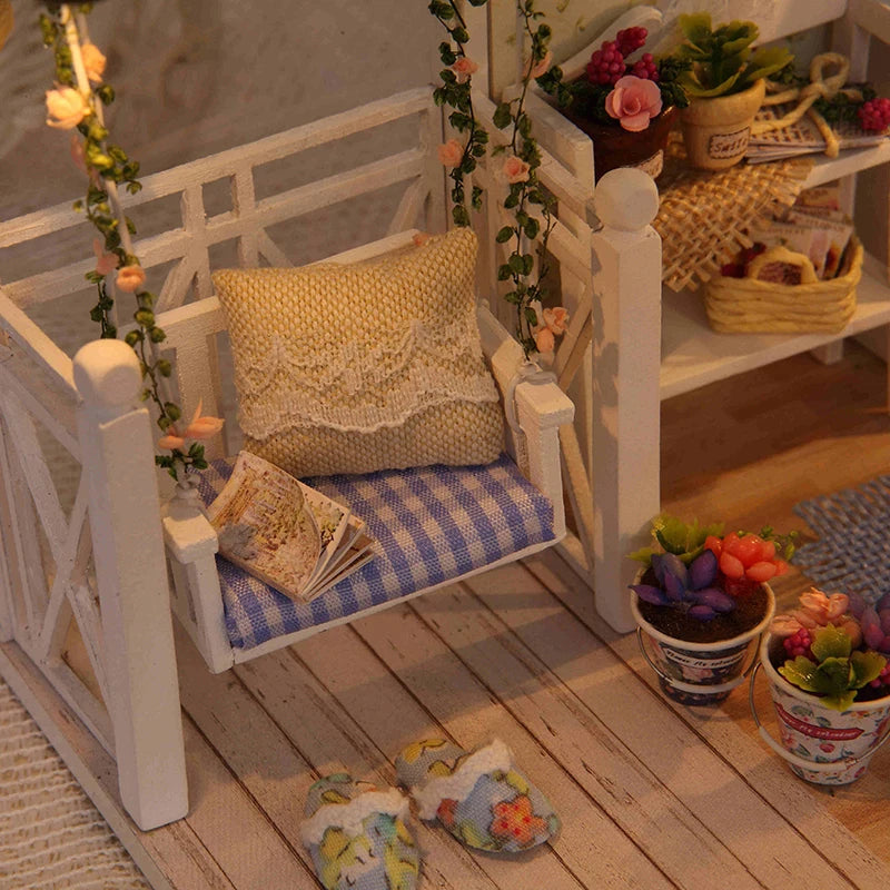 Kitten Mini Doll House 3D Wooden Puzzle DIY Miniature Building Kit