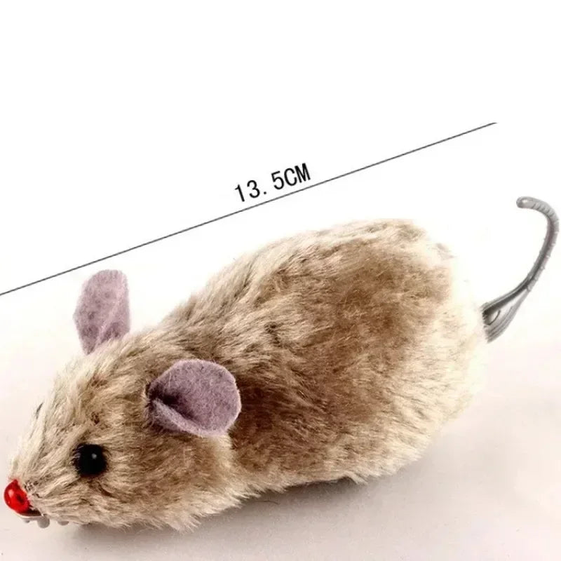 Wind-Up Plush Running Mouse Toy for Interactive Indoor Cat Play