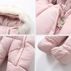 2024 New Winter Baby Rompers Thick Warm Infant Hooded Inside Fleece Jumpsuit Newborn Boy Girl Overalls Toddler Clothing Set