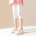 Summer Ultra-Thin Stretch Tights for Girls Aged 1-3, 3-5, and 5-7, Children's Style Slim 7/8 Length Leggings