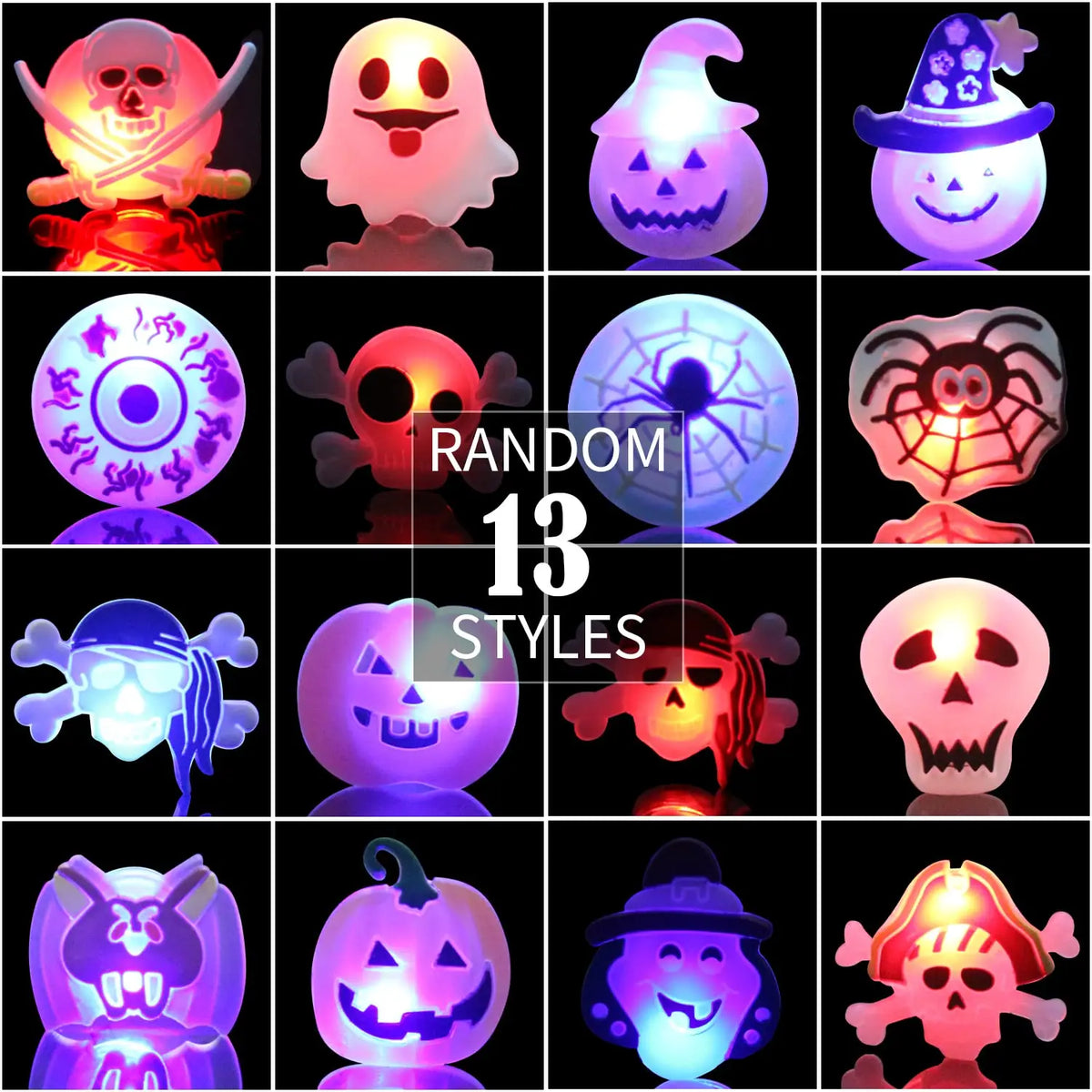 Halloween Light Up Rings for Kids,50 Pcs LED Flashing Ring Toys for Halloween Kids Party Favors Prizes and Goodie Bag Fillers