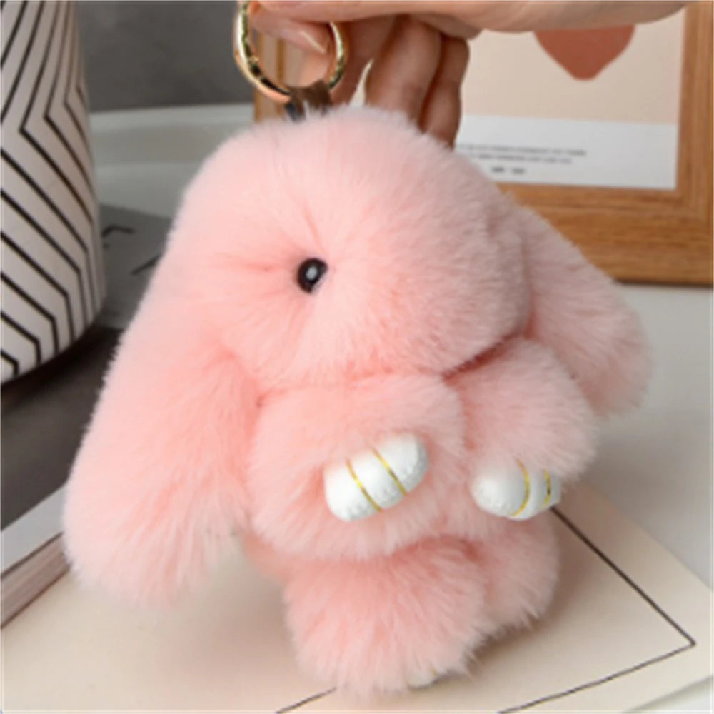 Soft Rabbit Fur Keychain Bag Charm for Women Handbag Accessory