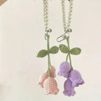 Elegant Floral Crochet Pearl Keychain Bluebell Bag Charm