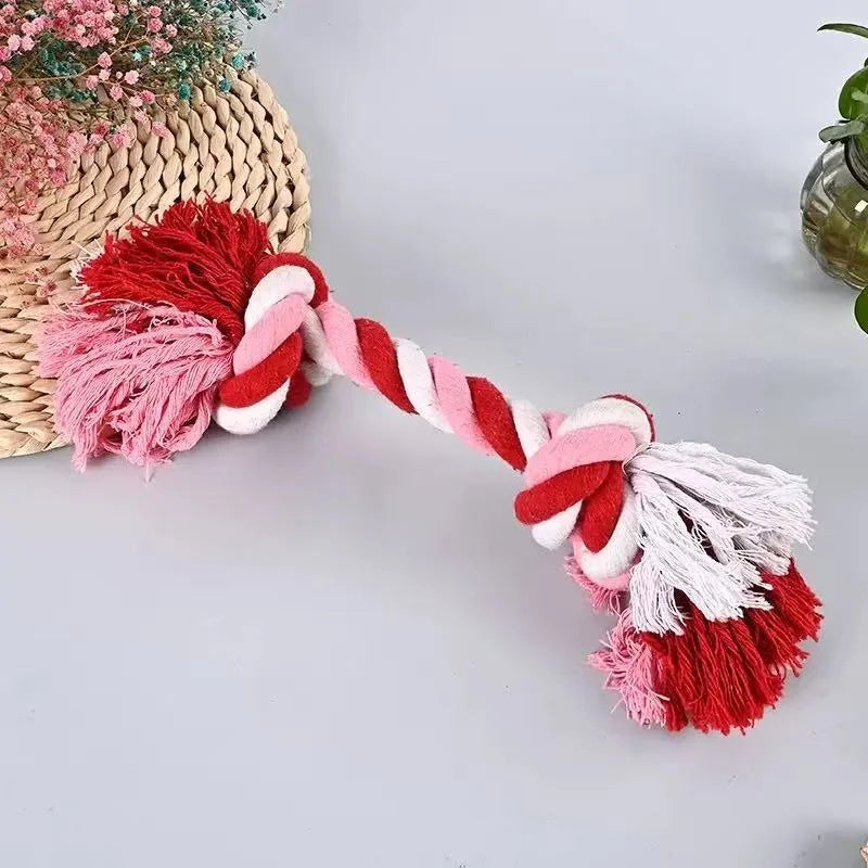 Cotton Rope Dog Chew Toy Bite Resistant Dental Puppy Training Toy - Random Color
