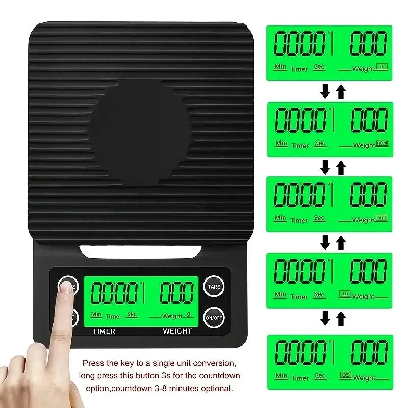High Precision Coffee Scale with Timer Digital Kitchen Food Scale