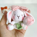 Cute Mushroom Rabbit Crochet Keychain Bunny Bag Charm