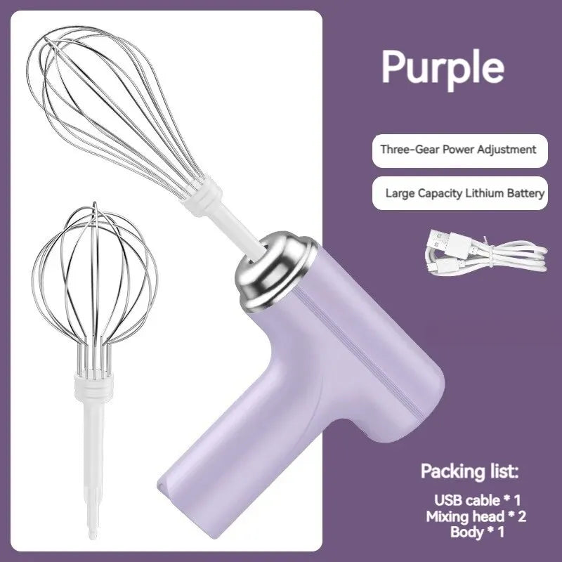 Wireless Electric Food Mixer – 3-Speed Portable Egg Beater & Frother