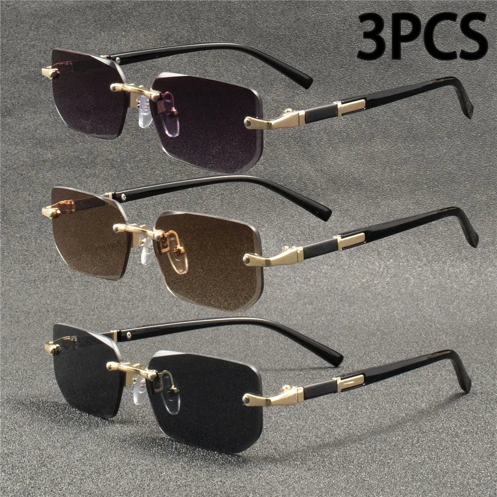 Rimless Rectangle UV400 Fashion Sunglasses for Men & Women
