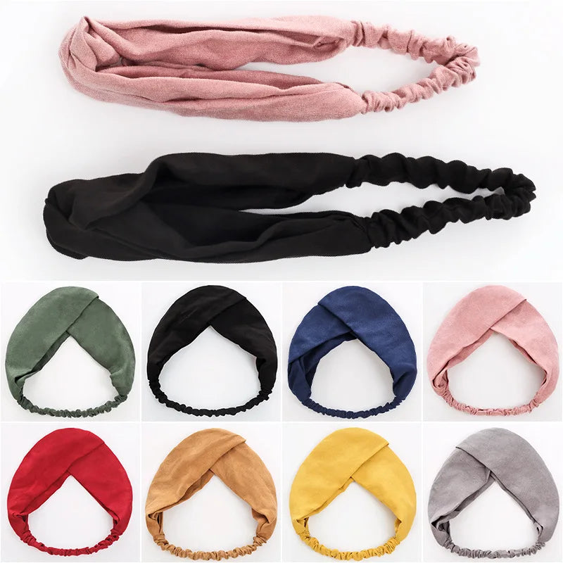 Cross Turban Twist Knot Boho Suede Headband for Women
