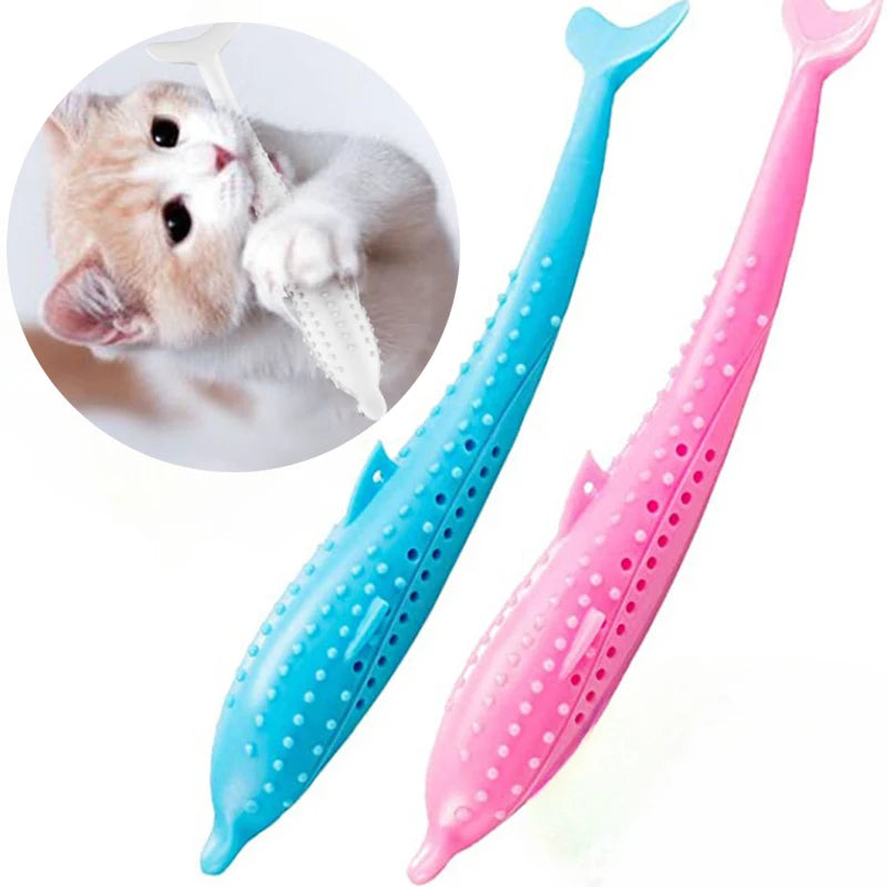 Silicone Fish Cat Toothbrush Toy for Interactive Teeth Cleaning Play