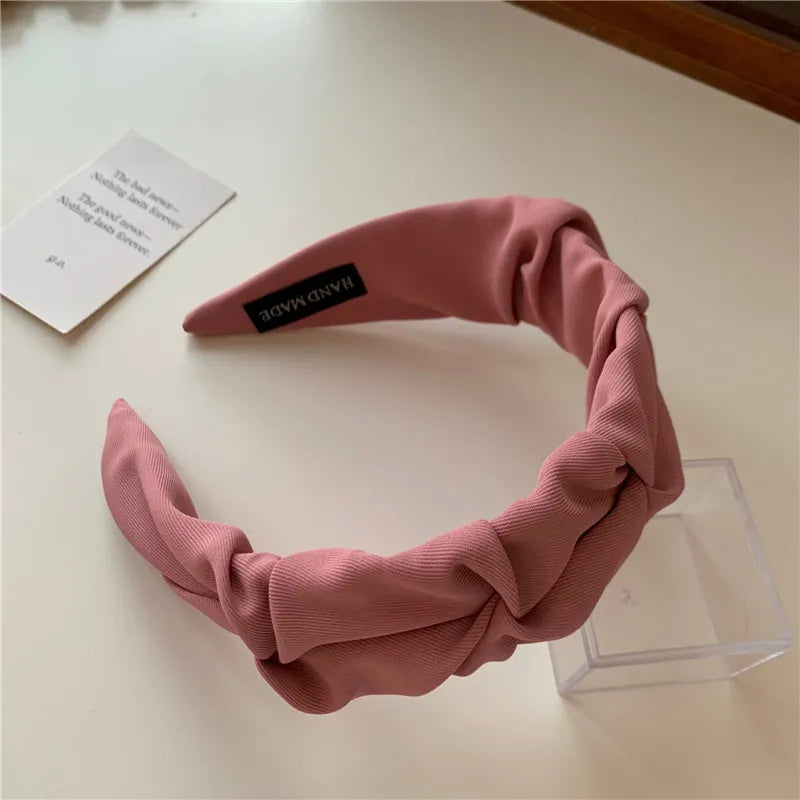 Korean Hair Accessories Solid Color Cotton Crumpled Women's Head Hoop Wide Bezel Makeup Hairbands for Ladies Headwear 2023 New