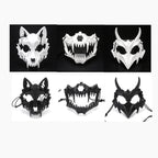 Halloween Mask Half-face Mask Cos Dragon God Fierce Tiger Night Fork Tengu Man Wolf Mask Performance Skull Masks