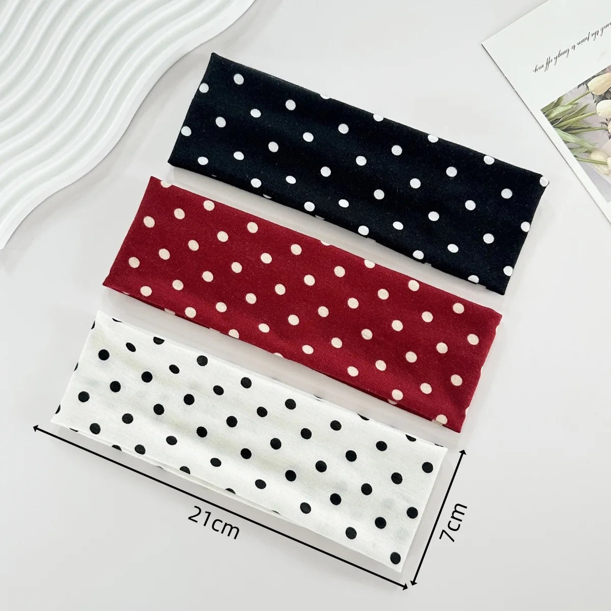 Polka Dot Yoga Elastic Sweat-Absorbing Headband for Women