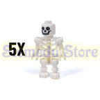 5PCS MOC Halloween Skeleton Army Mini Doll Ghost Building Block DIY Assembly Character Doll Horse Ornaments Figure Gift for Kids