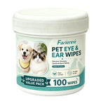 1Box 100Pcs Pet Eye Cleaning Wipes Fragrance Free Hypoallergenic Dog Cat Tear Stain Remover Gentle Soothing Ear Eye Care Wipes