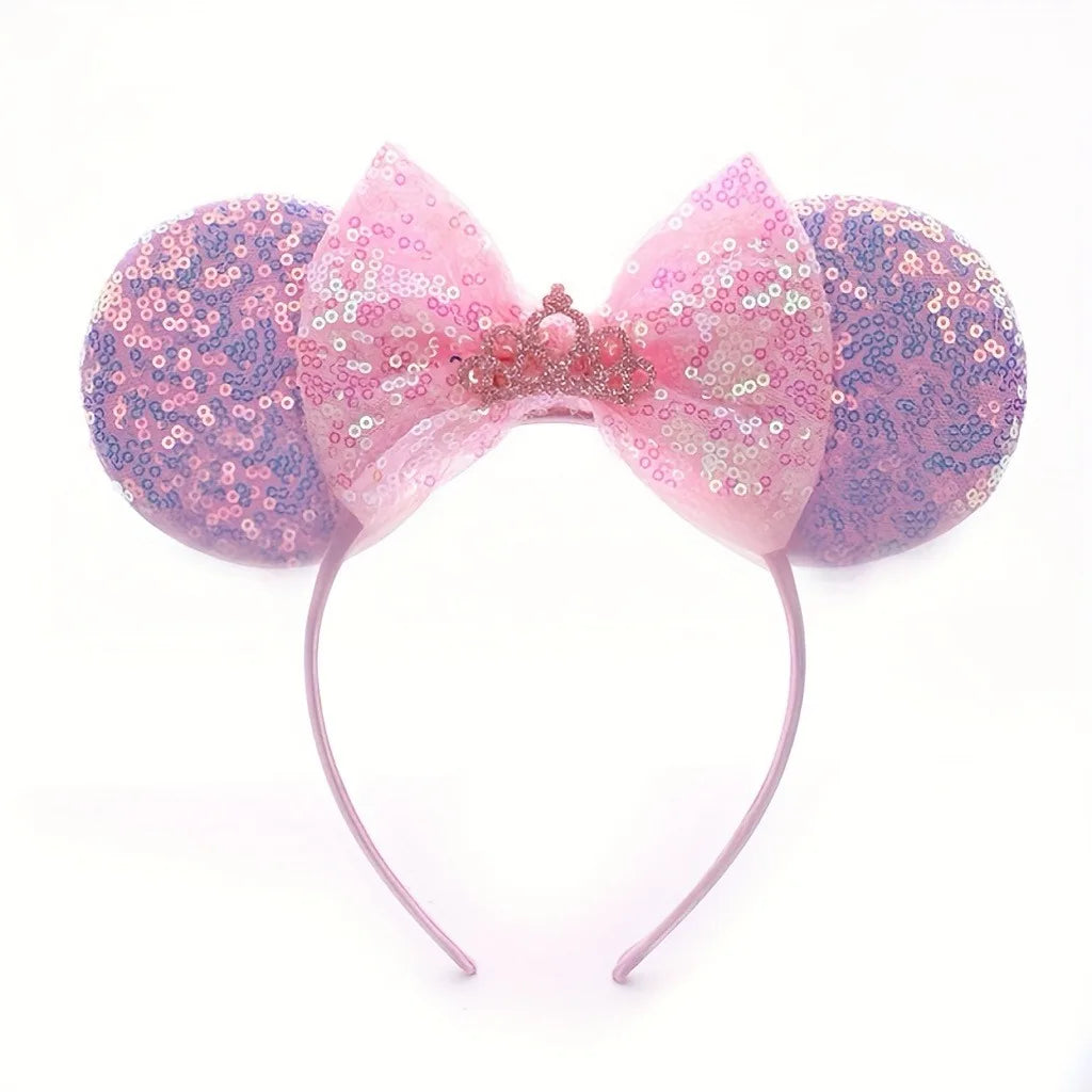 Cartoon Sequin Mouse Ears Headband with Bow