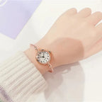 YIKAZE Small Gold Bangle Bracelet Luxury Watch Stainless Steel Retro Ladies Quartz Wristwatch Fashion Casual Thin Chain Watches